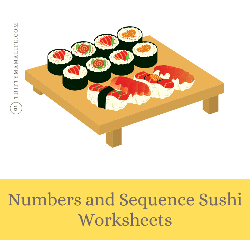 Numbers and Sequence Sushi Worksheets