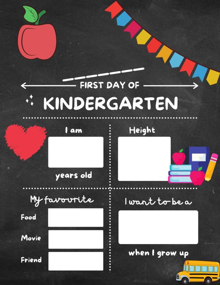 Printable First Day of Kindergarten Sign