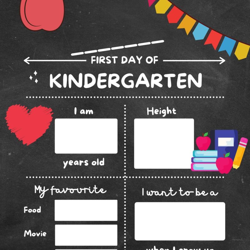 Printable First Day of Kindergarten Sign